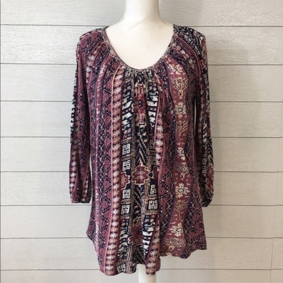Lucky Brand Tribal Print Top - Picture 1 of 4